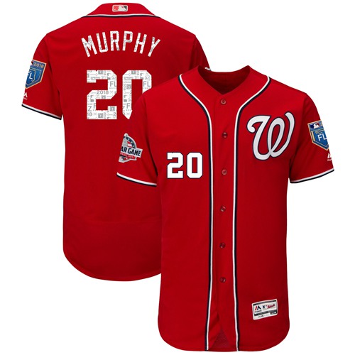 Nationals #20 Daniel Murphy Red 2018 Spring Training Authentic Flex Base Stitched MLB Jersey - Click Image to Close